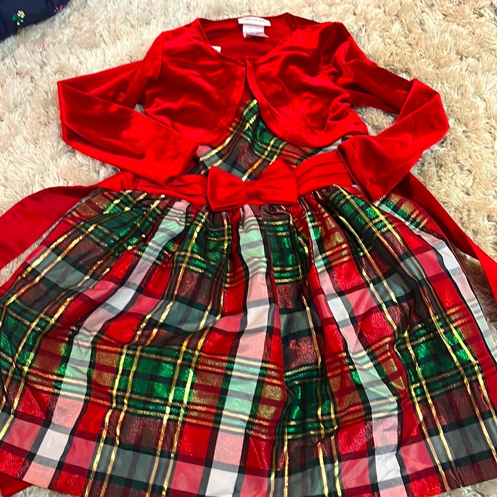 Christmas dress and velvet jacket